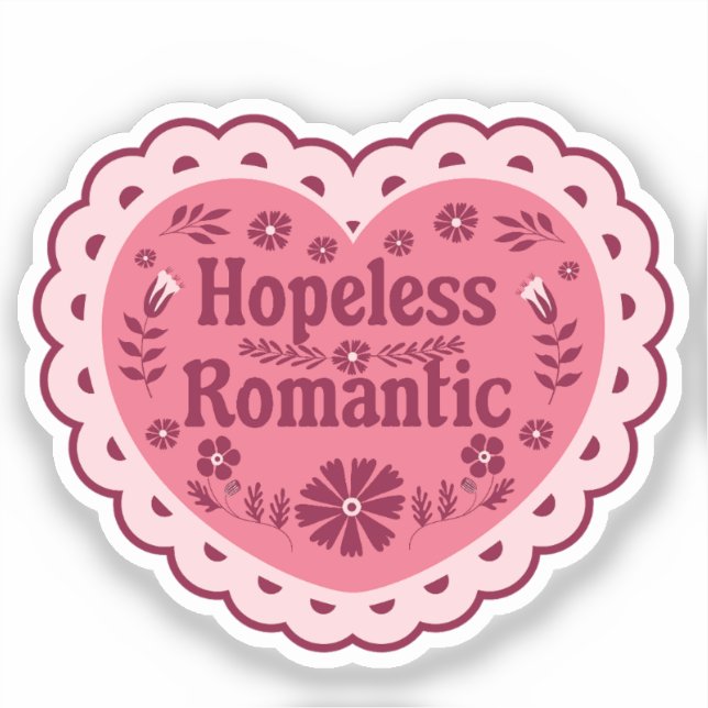 Hopeless Romantic Reader Bookish Book Lover  Sticker (Front)