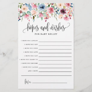 Hopes and Wishes, Floral Baby Advice Paper Card