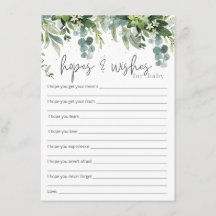 Hopes & Wishes for Baby Baby Shower Insert