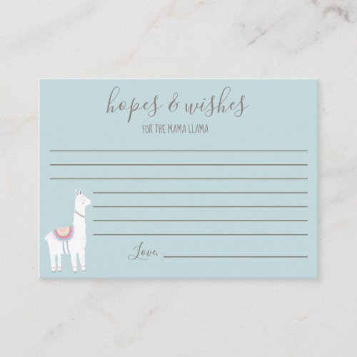 Hopes  Wishes for the Mama Llama Baby Shower Cute Enclosure Card