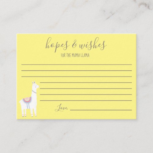 Hopes  Wishes for the Mama Llama Baby Shower Cute Enclosure Card