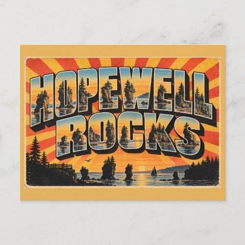 Hopewell Rocks NB Sea Stacks Bay of Fundy Art Postcard
