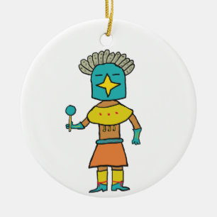 Hopi Doll Blue Star Kachina Ceramic Ornament
