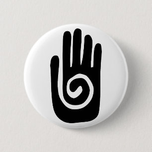 Hopi Hand symbol heal spiral palm native american  Button