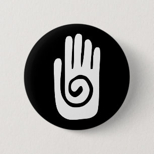 Hopi Hand symbol heal spiral palm native american  Button