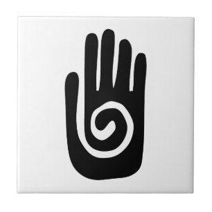 Hopi Hand symbol heal spiral palm native american  Ceramic Tile