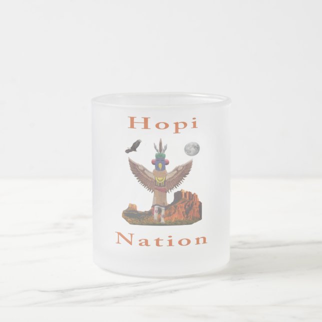 Hopi Indian Frosted Glass Coffee Mug (Center)
