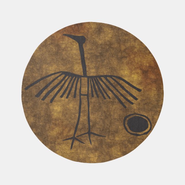 Hopi Mama Thunderbird Petroglyphs Egg Outdoor Rug (Front)