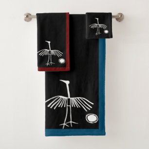 Hopi Prehistoric Thunderbird Cave Drawing Bath Towel Set