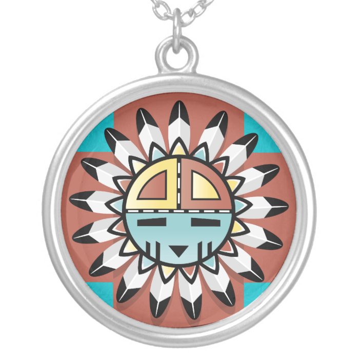 Hopi Sun Shield with 4 Directions Pendant Necklace