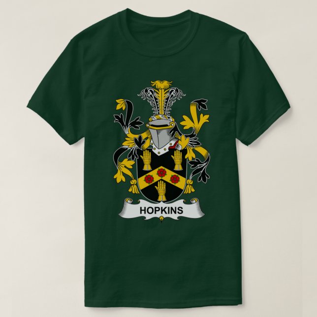 Hopkins Coat of Arms Family Crest  T-Shirt (Design Front)