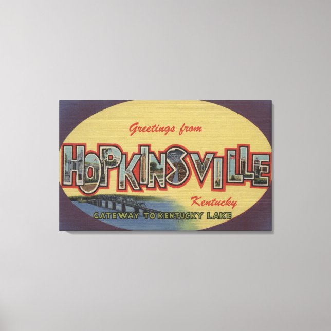 Hopkinsville, Kentucky - Large Letter Scenes Canvas Print (Front)
