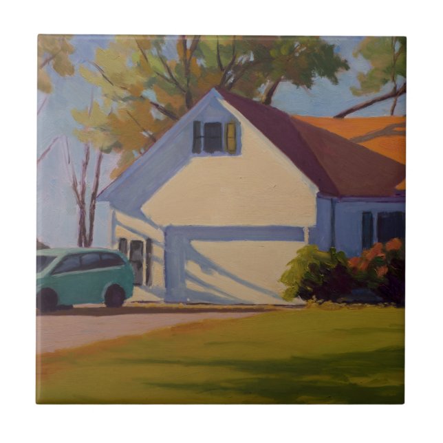 Hopperesque Painting of Missouri Home Ceramic Tile (Front)