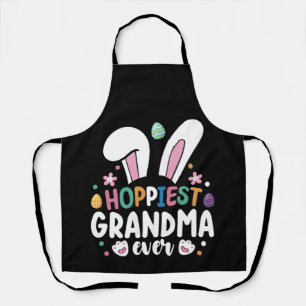 Hoppiest Grandma Ever Mom Family Easter Bunny Eggs Apron