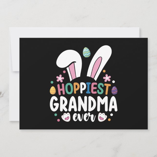 Hoppiest Grandma Ever Mom Family Easter Bunny Eggs Invitation (Front)
