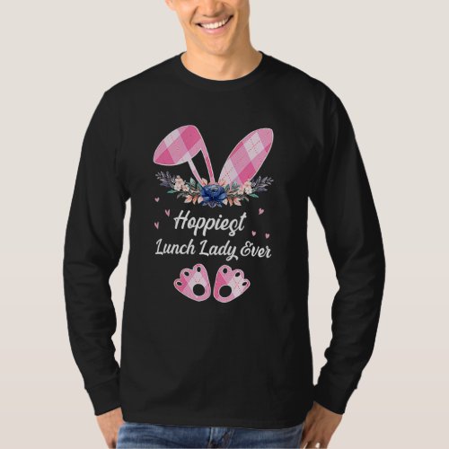 Hoppiest Lunch Lady Ever Leopard Women Girl Easter T_Shirt