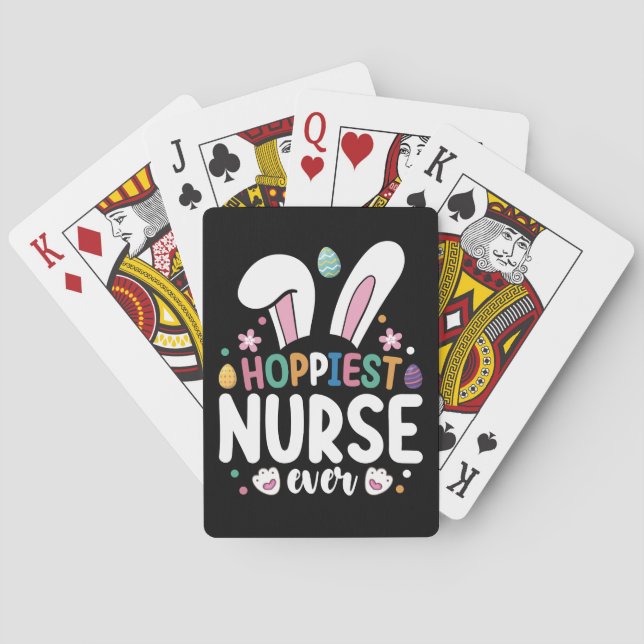 Hoppiest Nurse Ever Easter Bunny Eggs Poker Cards (Back)
