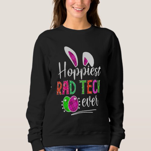 Hoppiest Rad Tech Ever Bunny Ears Buffalo Plaid Ea Sweatshirt