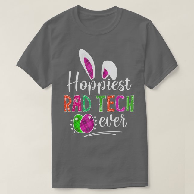 Hoppiest Rad Tech Ever Bunny Ears Buffalo Plaid Ea T-Shirt (Design Front)