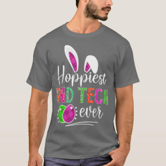 Hoppiest Rad Tech Ever Bunny Ears Buffalo Plaid Ea T-Shirt