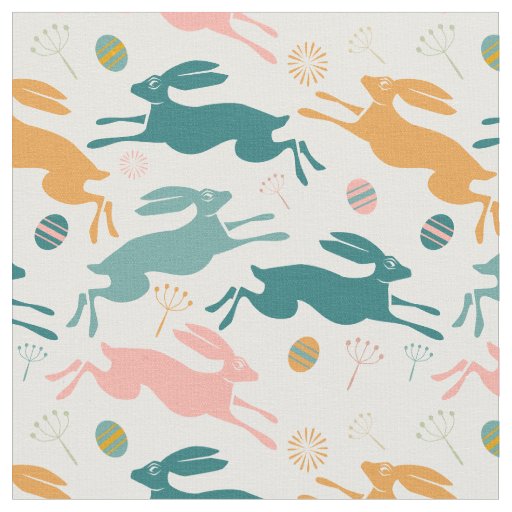 Hopping Easter Bunny Pattern Fabric