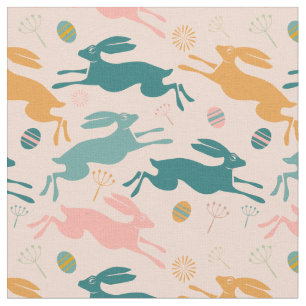 Hopping Easter Bunny Pattern Fabric