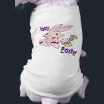 Hopping Easter Bunny T-Shirt<br><div class="desc">Features Hopping pink Easter bunny swinging his Easter basket. Text is Happy Easter. Celebrate Easter with one of our great T-Shirts, gifts, and more. Stand out from the Crowd with Mind Design Grafx™ Fashionable, Hip designs. T-shirts.. Sweatshirts.. Hoodies and more. Over 250 choices of apparel alone. Select the style and...</div>