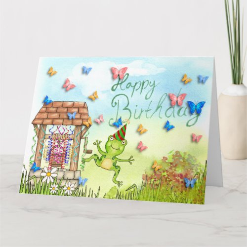 Hopping Happy Frog Birthday Card