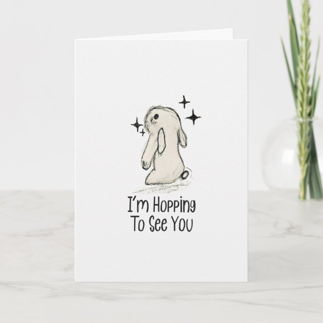 Hopping To See You Soon Bunny Kids Card (Front)