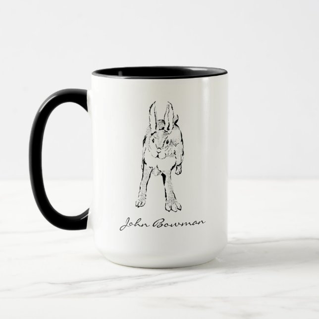 Hopping Wild Rabbit / Personalized Name Mug (Left)