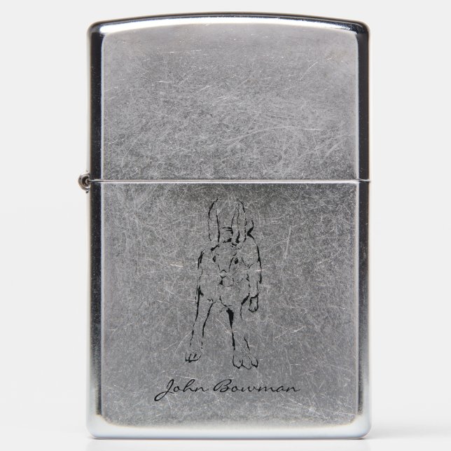 Hopping Wild Rabbit / Personalized Name Zippo Lighter (Front)