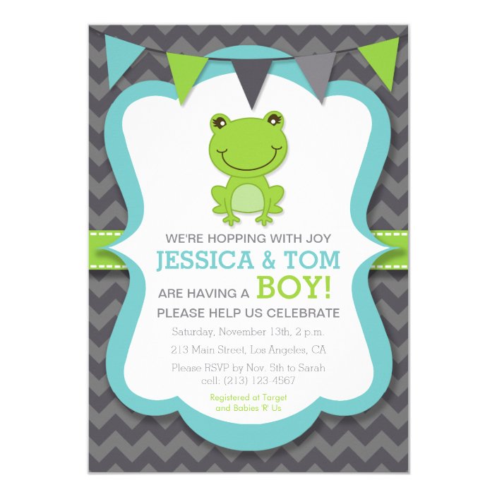 frog baby shower invitations