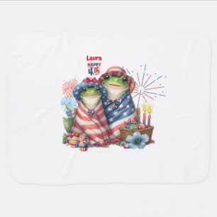 "Hoppy" 4th of July Independence Day Frogs Design Baby Blanket