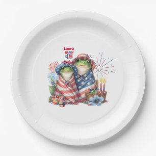 "Hoppy" 4th of July Independence Day Frogs Design Paper Plates