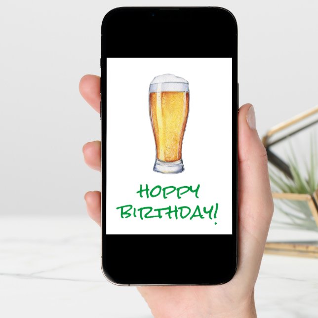 Hoppy Birthday Beer Card (Front Digital)