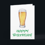 Hoppy Birthday Beer Card<br><div class="desc">Watercolor beer glass "Hoppy Birthday!",  greeting card. Inside of card features matching pub style pattern and custom birthday message.</div>