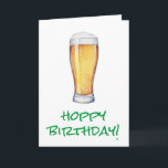 Hoppy Birthday Beer Card<br><div class="desc">Watercolor beer glass "Hoppy Birthday!",  greeting card. Inside of card features matching pub style pattern and custom birthday message.</div>