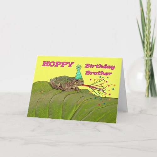 Hoppy Birthday Brother Frog Birthday Party Card