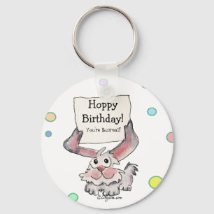 Hoppy Birthday Bunreal Cute Personalized Keychains
