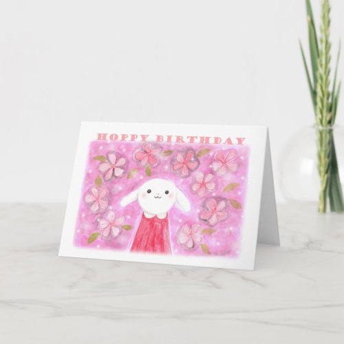 Hoppy Birthday Cute Bunny Rabbit pretty sweet  Card