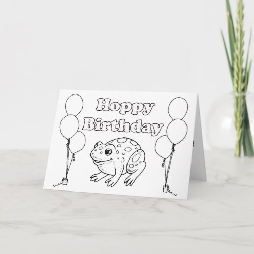Hoppy BIrthday Frog Coloring Book Card