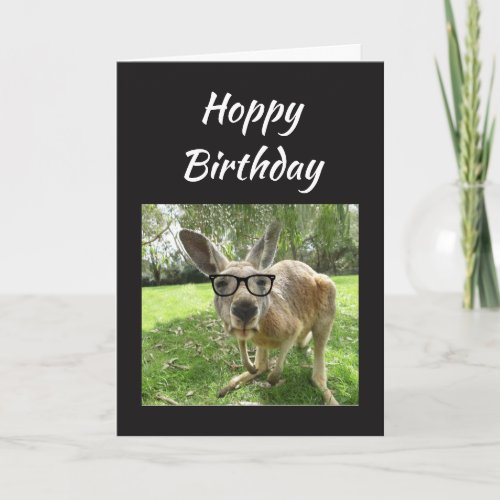 Hoppy Birthday Fun Kangaroo Australia Animal art Card