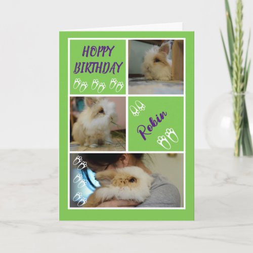 Hoppy Birthday Funny Rabbit Pun Photo Greeting Card