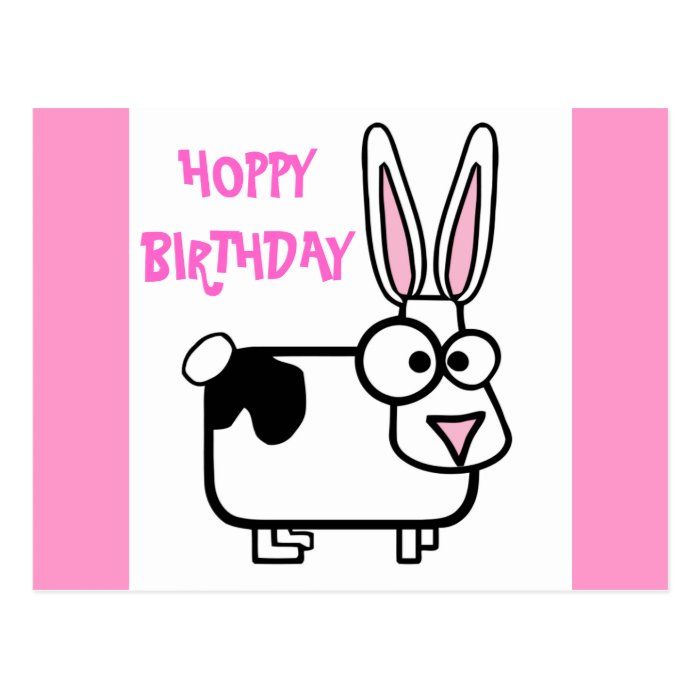 Hoppy Birthday Funny Silly Cartoon Bunny Rabbit Postcards