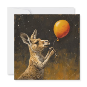 Hoppy Birthday Whimsical Kangaroo Balloon Card