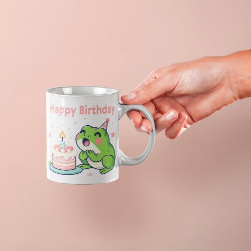 Hoppy Birthday Wishes Adorable Frog Mug 