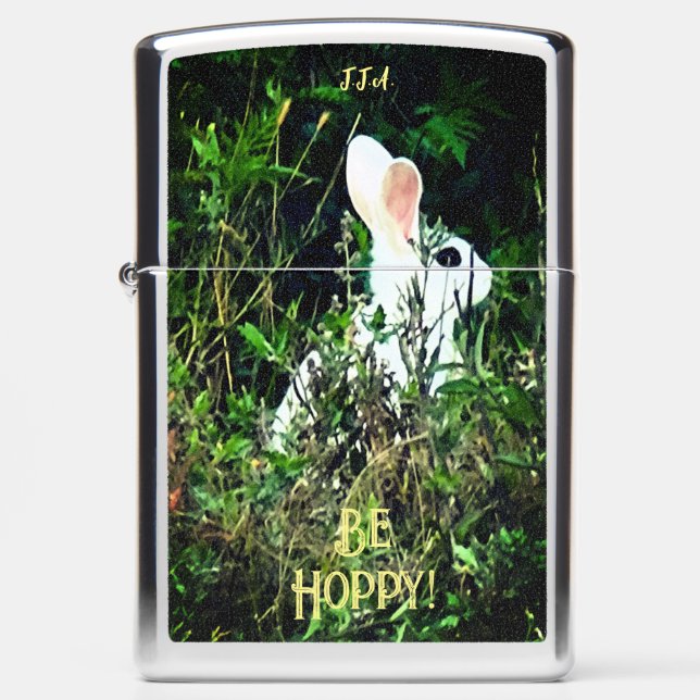 Hoppy Bunny w/ Initials or Name Zippo Lighter (Front)
