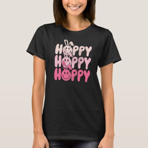 Hoppy Cute Easter Bunny Retro Easter T_Shirt