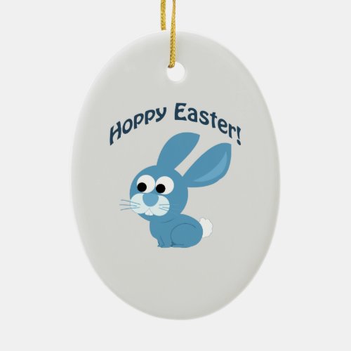 Hoppy Easter Blue Rabbit Ceramic Ornament