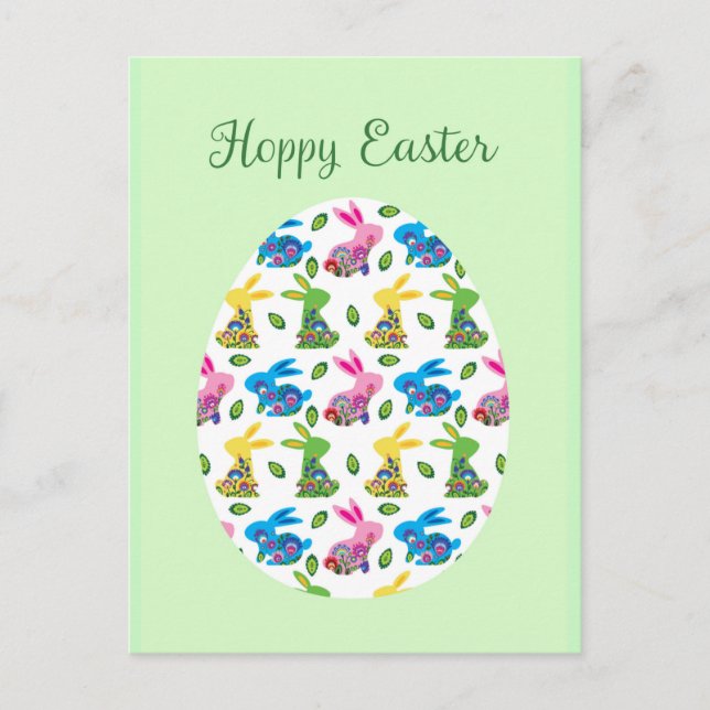 Hoppy Easter Bunnies minty green Postcard (Front)